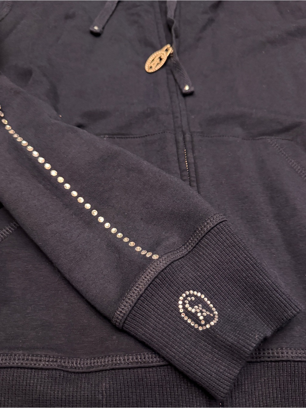 Christine Alexander Navy Zip-Up Hoodie with Stud Trim - Picture 5 of 9